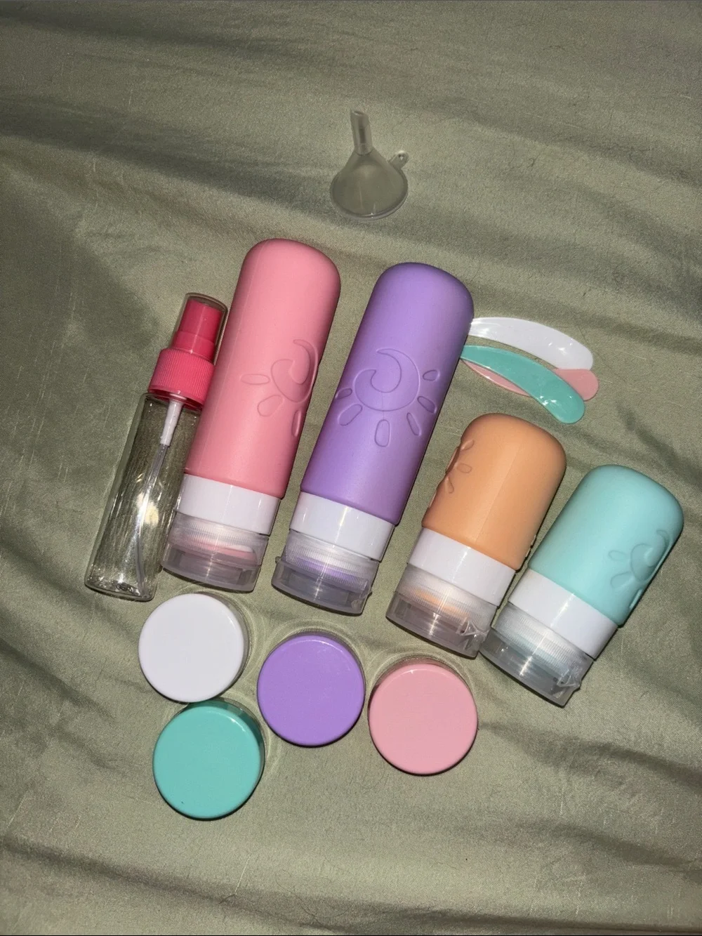 Silicone Travel Skincare Bottle Set - Pastel Pink, Purple, Peach, Mint